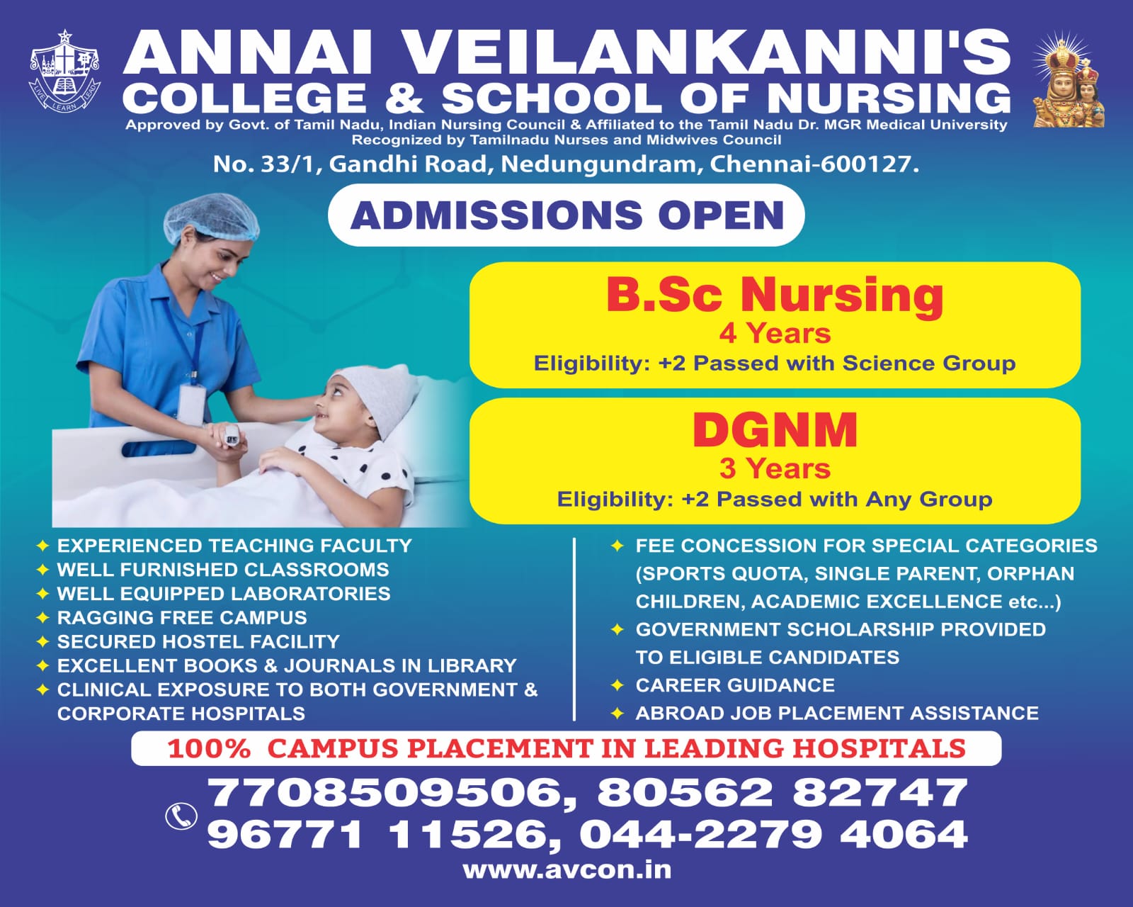 Admissions Open – Annai Veilankanni's College of Nursing
